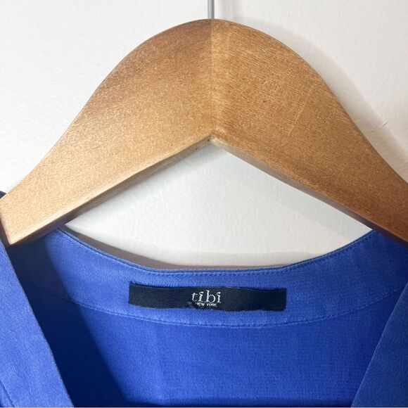 Tibi Blue Sleeveless Silk Zip Up Tank Top - Picture 6 of 6